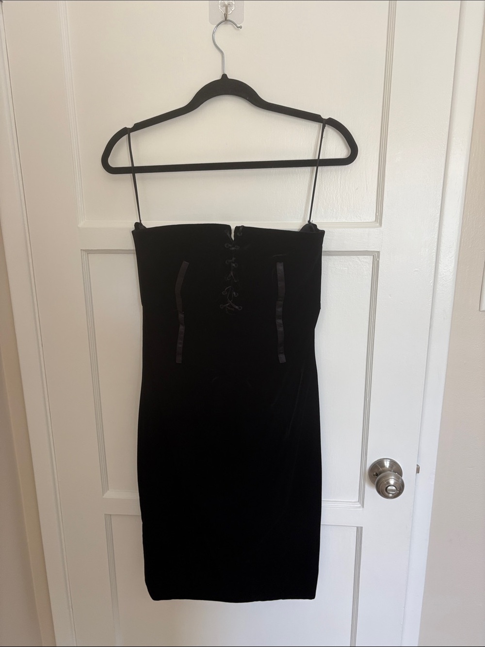 Tom Ford Black Velvet Lace-Up Mini Dress